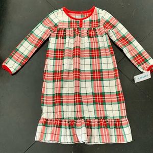 NWT Carter’s Nightgown Red Green Plaid Christmas Holiday Size 4T